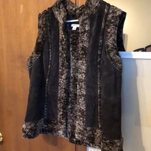 Dress Barn Leather/Faux Fur Vest